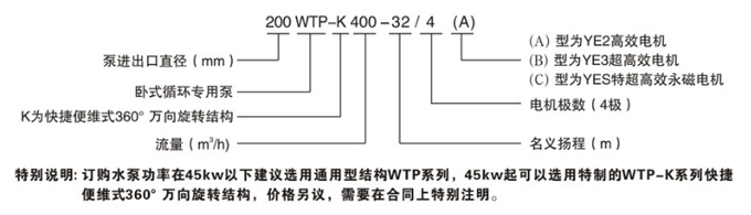 WTP臥式節(jié)能泵型號意義圖